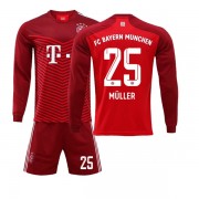Kinder Fussball Trikot Bayern Munich 2021-22 Thomas Muller 25 Heim Trikotsatz Langarm..